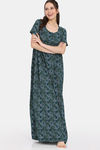 Rosaline Mellow Blooms Woven Full Length Nightdress - Greener Pastures — thumbnail 4